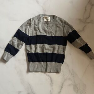 JCrew Crewcuts kids Gray and Navy Striped Crewneck Sweater - 2T